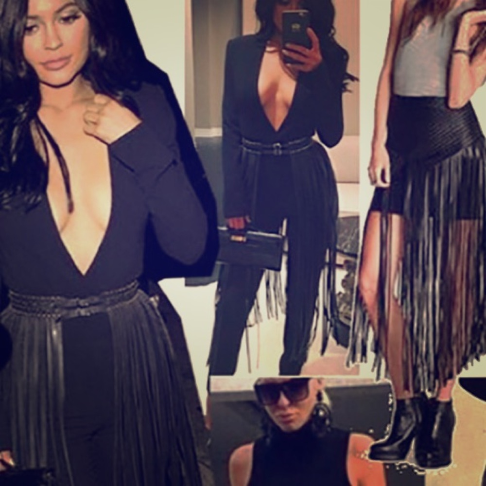Fringe leather skirt